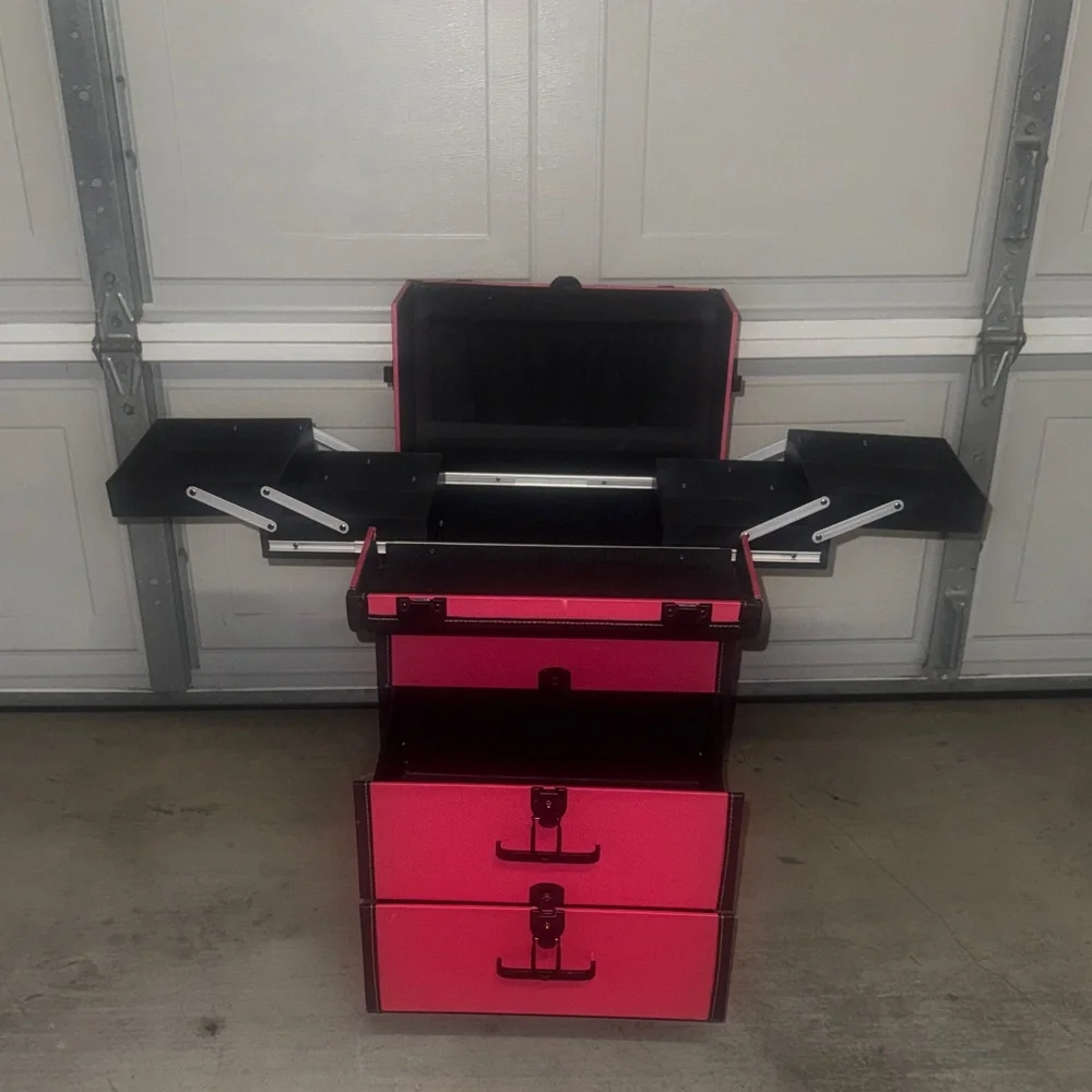 Pink Rolling Make-up Storage Trunk